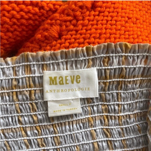 EUC Maeve Anthropologie Top Womens Small Yellow Plaid Puff Shoulder Cottage Boho - Picture 2 of 2